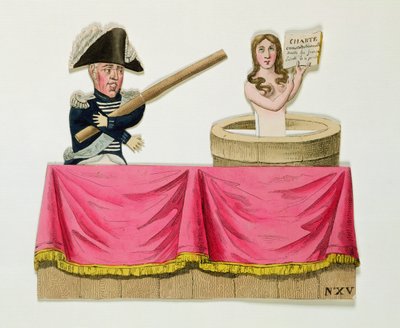 Caricature de la Charte Constitutionnelle du 26 juillet 1830, c.1830 (gravure en couleur sur carte) - French School